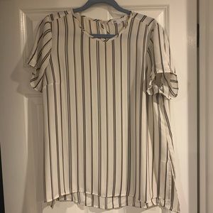 DR2 cream, black and brown/gold blouse